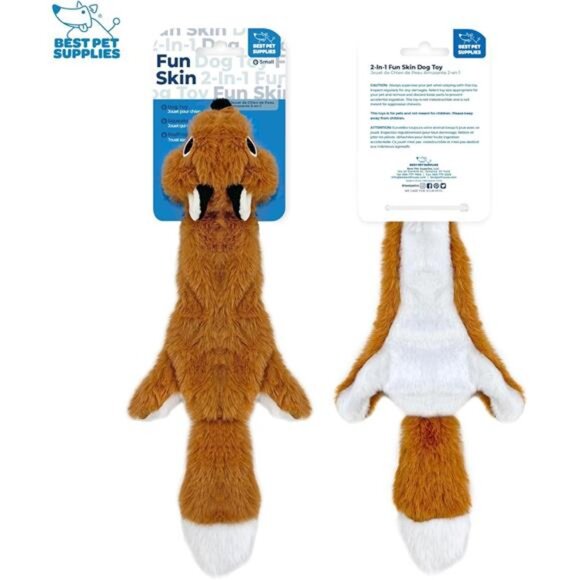 2-in-1 Fun Skin Stuffless Dog Squeaky Toy Fox & Raccoon - Picture 6 of 7